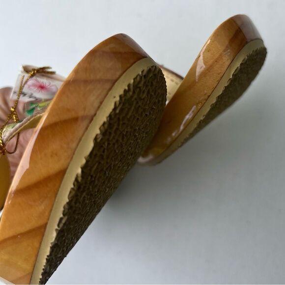 Woodies Vintage Shoes Wooden Wedge Sandals HAND PAINTED PALM TREES Clogs Sz 6 - Picture 11 of 15